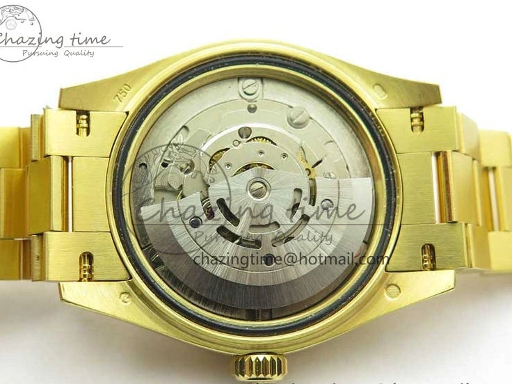 MiroTime 0408 Versatile Daydate 278288 31mm YG EWF Best Edition Green Malachite Dial Crystal Markers on YG President Bracelet ETA 2606